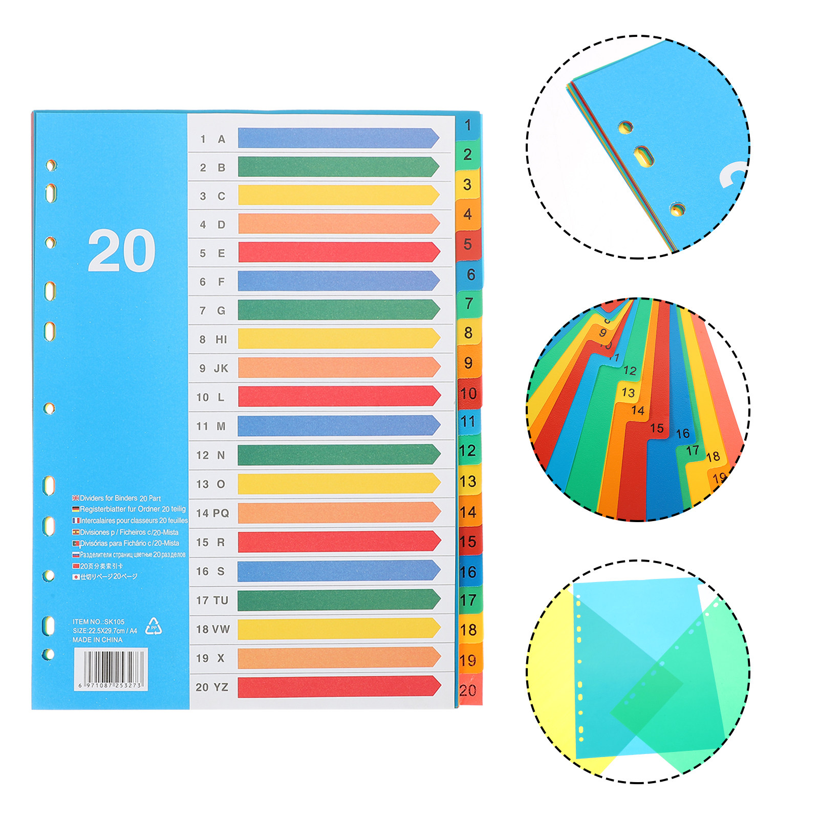 Tab Divider A4 - 5개입 프리미엄 PP 플라스틱 바인더 디바이더