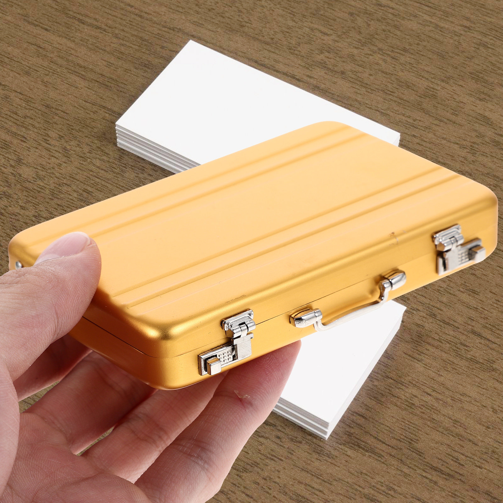 명함 보관함 알루미늄 미니 서류가방 남성용 카드 홀더  - Card Index Box 리뷰 및 가격